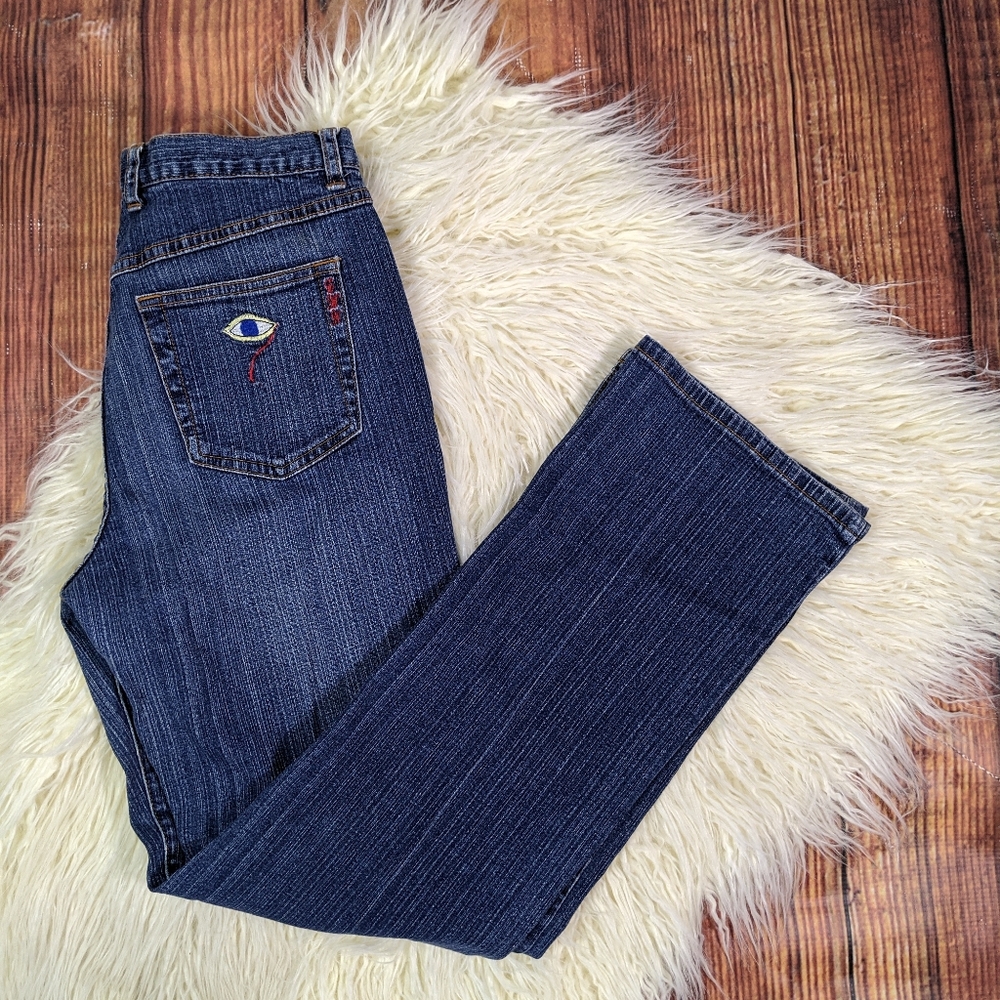 💥Unique EMA jeans with eye embroidered on it